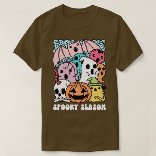 Groovy Ghost Spooky Season Cute Groovy Halloween T-shirt (Design voorkant)