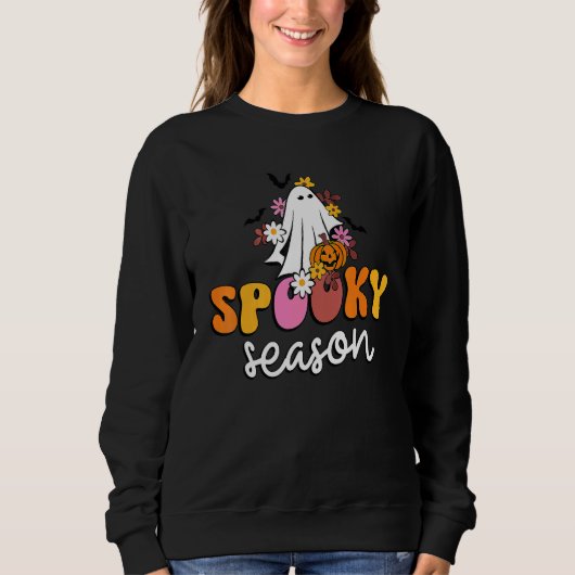 Groovy Ghost Spooky Season  Retro Halloween Costum Trui (Voorkant)