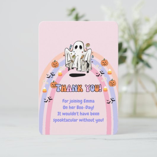 Groovy Ghost Trick or treat Halloween Bedankkaart (Staand voorkant)