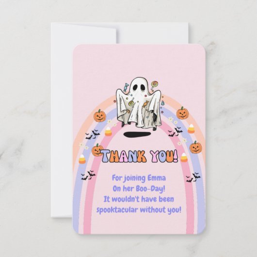 Groovy Ghost Trick or treat Halloween Bedankkaart (Voorkant)