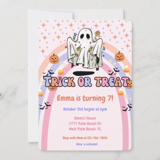 Groovy Ghost Trick or treat Halloween Kaart (Voorkant)