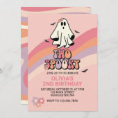 Groovy Ghost Two Spooky Halloween Birthday Invitat Kaart (Voorkant / Achterkant)