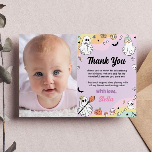 Groovy Ghost Verjaardag Foto Dank je kaart
