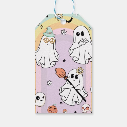 Groovy Ghost Verjaardagsfeestje Dank u Label Cadeaulabel (Achterkant)