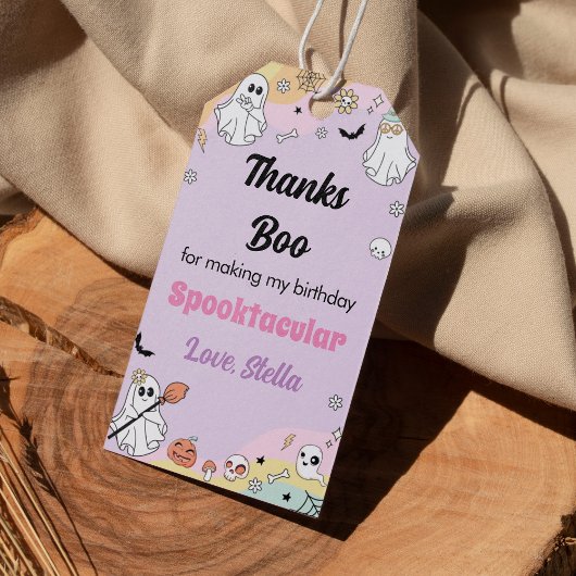 Groovy Ghost Verjaardagsfeestje Dank u Label Cadeaulabel