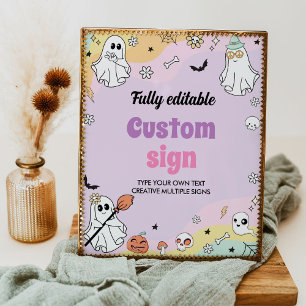 Groovy Ghost Verjaardagsfeesttafel Teken Poster
