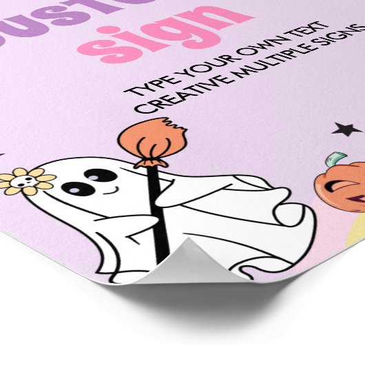 Groovy Ghost Verjaardagsfeesttafel Teken Poster (Hoek)