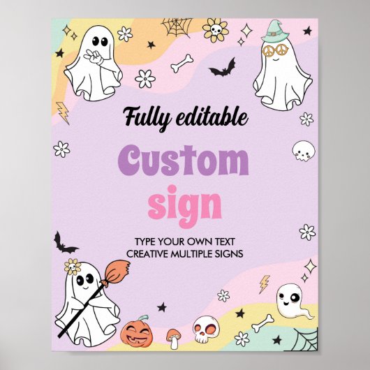 Groovy Ghost Verjaardagsfeesttafel Teken Poster (Voorkant)