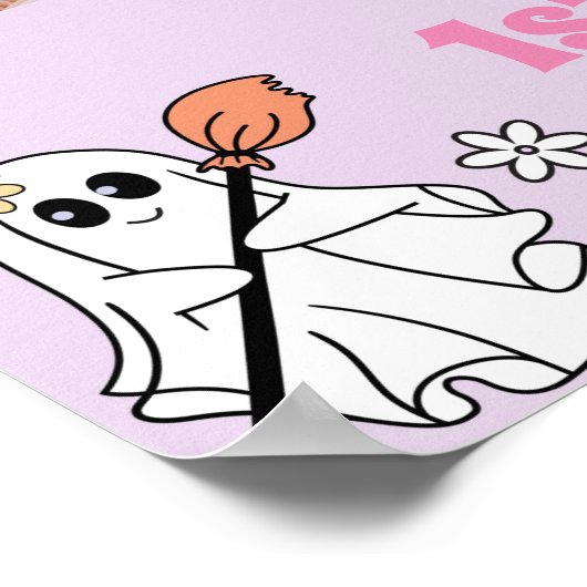 Groovy Ghost Verjaardagsfoto Milestone Poster (Hoek)