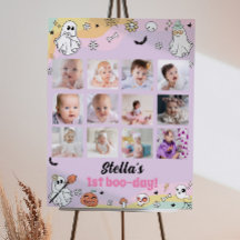 Groovy Ghost Verjaardagsfoto Milestone Poster