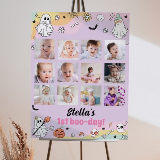 Groovy Ghost Verjaardagsfoto Milestone Poster