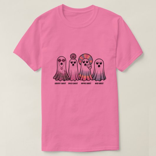 Groovy Ghosts Halloween T-shirt Retro Psychedelic (Design voorkant)