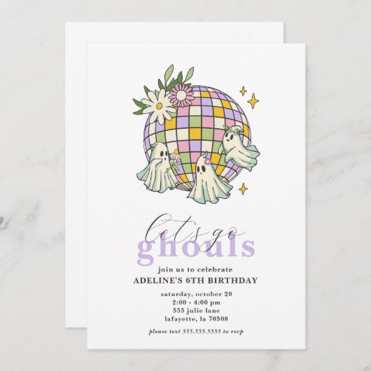 Groovy Ghosts Let's Go Ghouls Halloween Party (en) Kaart (Voorkant / Achterkant)