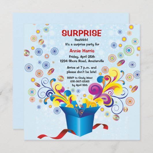 Groovy Gift Box Uitnodiging (Voorkant / Achterkant)