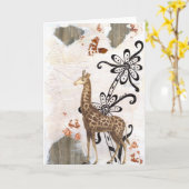 Groovy Giraffe Kaart (Gele Bloem)