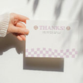 Groovy Girl Geruite Gelukkige Gezicht | 1e Verjaar Bedankkaart