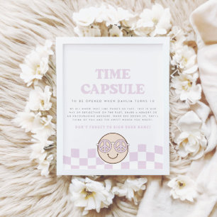 Groovy Girl Geruite Gelukkige Gezicht   Tijdscapsu Poster