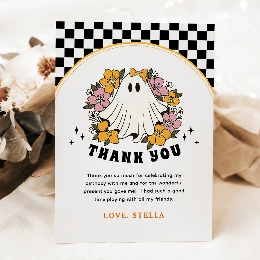 Groovy Girl Halloween Verjaardag Bedankkaart