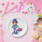 Groovy Girl met een stereo Papieren Bordje (Feest)