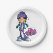 Groovy Girl met een stereo Papieren Bordje (Voorkant)
