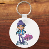 Groovy Girl met een stereo Sleutelhanger (Voorkant)