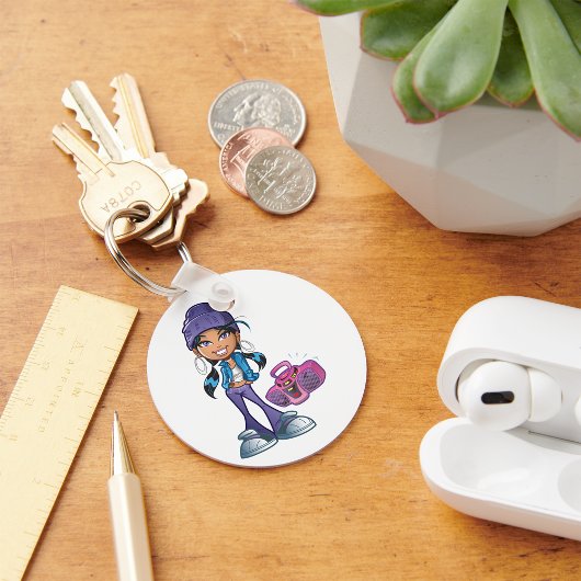 Groovy Girl met een stereo Sleutelhanger