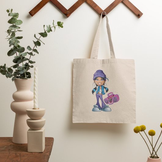 Groovy Girl met een stereo Tote Bag