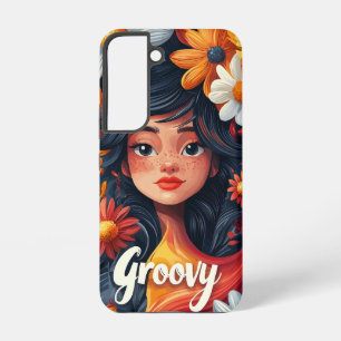 Groovy Girl Portret Telefoonhoes Samsung Galaxy Hoesje