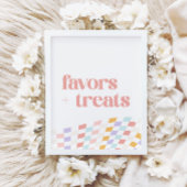 Groovy Girl's Geruite Retro Favorieten en traktati Poster