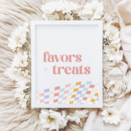 Groovy Girl's Geruite Retro Favorieten en traktati Poster