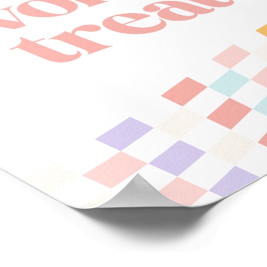 Groovy Girl's Geruite Retro Favorieten en traktati Poster (Hoek)