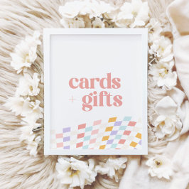 Groovy Girl's Geruite Retro Kaarten en Geschenken Poster