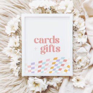 Groovy Girl's Geruite Retro Kaarten en Geschenken Poster