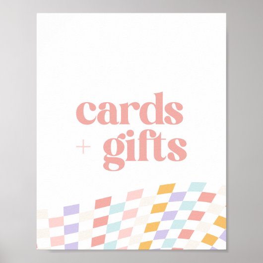 Groovy Girl's Geruite Retro Kaarten en Geschenken Poster (Voorkant)