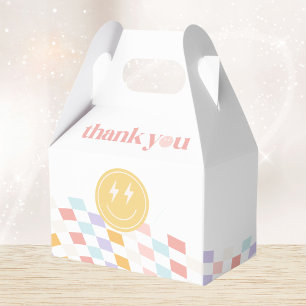 Groovy Girl's Pastel Geruite Retro Bedankdoosjes