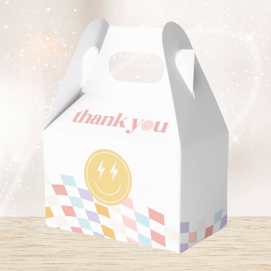 Groovy Girl's Pastel Geruite Retro Bedankdoosjes