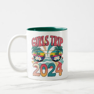 Groovy Girls Trip 2024 Weekend Zomer Strand Tweekleurige Koffiemok