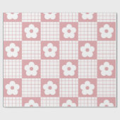 Groovy Girly Pink Psychedelic Checkerboard, Y2K Cadeaupapier (Vlak)
