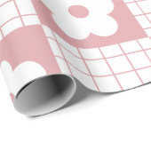 Groovy Girly Pink Psychedelic Checkerboard, Y2K Cadeaupapier (Rol Hoek)