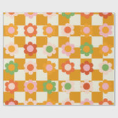 Groovy Girly Psychedelic Checkerboard, Y2K Cadeaupapier (Vlak)