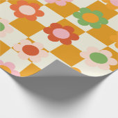 Groovy Girly Psychedelic Checkerboard, Y2K Cadeaupapier (Hoek)