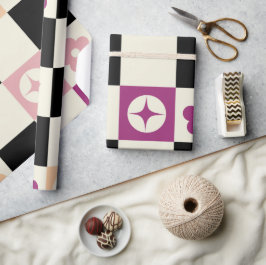 Groovy Girly Psychedelic Checkerboard, Y2K Wrappin Cadeaupapier