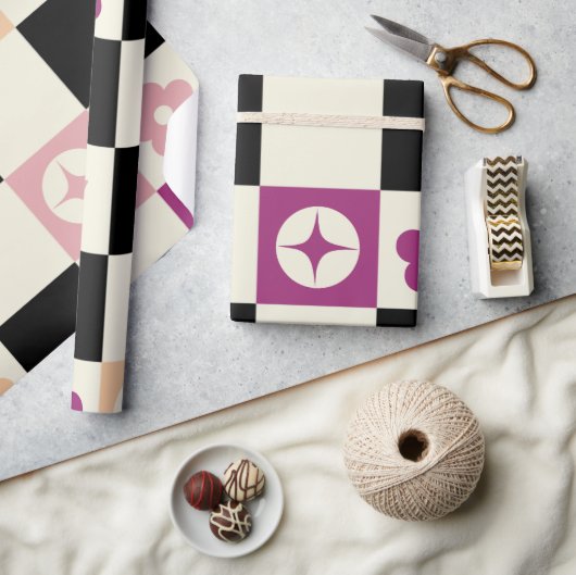 Groovy Girly Psychedelic Checkerboard, Y2K Wrappin Cadeaupapier (Crafts)
