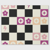 Groovy Girly Psychedelic Checkerboard, Y2K Wrappin Cadeaupapier (Vlak)