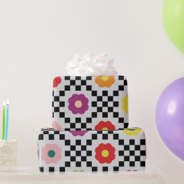 Groovy Girly Psychedelic Checkerboard, Y2K Wrappin Cadeaupapier