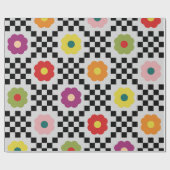 Groovy Girly Psychedelic Checkerboard, Y2K Wrappin Cadeaupapier (Vlak)