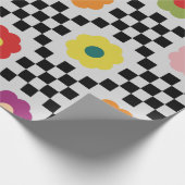 Groovy Girly Psychedelic Checkerboard, Y2K Wrappin Cadeaupapier (Hoek)