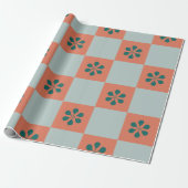 Groovy Girly Psychedelic Checkerboard, Y2K Wrappin Cadeaupapier (Uitgerold)