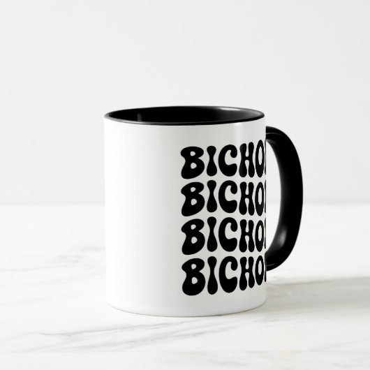 Groovy & Glam: Bichon Retro Wavy Text Mug Mok (Voorkant rechts)