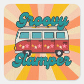 Groovy Glamper Vierkante Sticker (Voorkant)